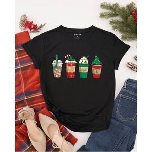 HOLIDAY Print Graphic Short Sleeve Tee Shirt Black‎ Multi Size M NEW With Tags